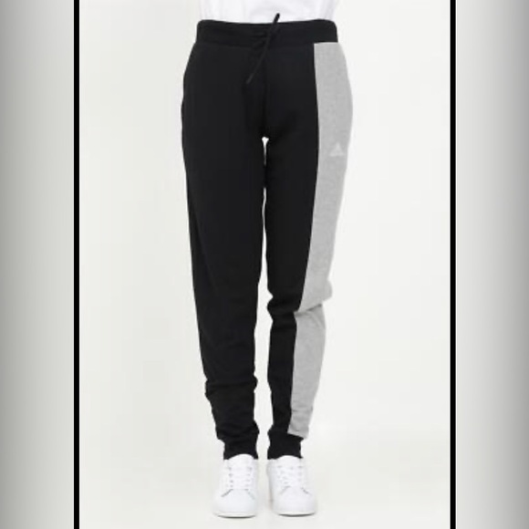 adidas Pants - Adidas Colorblock Black and Gray Joggers- Small